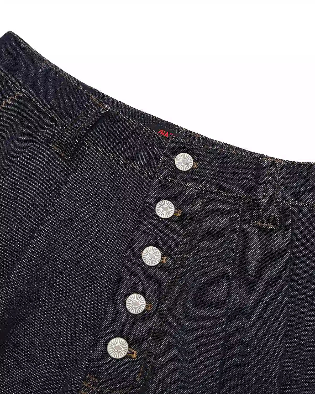 ZHABUXIAO High Waist Wide Leg Tailored Straight Denim Shorts Blue