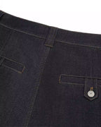 ZHABUXIAO High Waist Wide Leg Tailored Straight Denim Shorts Blue