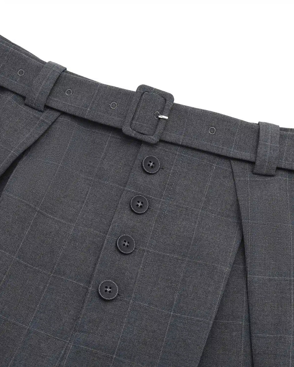 ZHABUXIAO Striped Ankle-Length Straight Belted Dress Pants Gray