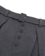 ZHABUXIAO Striped Ankle-Length Straight Belted Dress Pants Gray