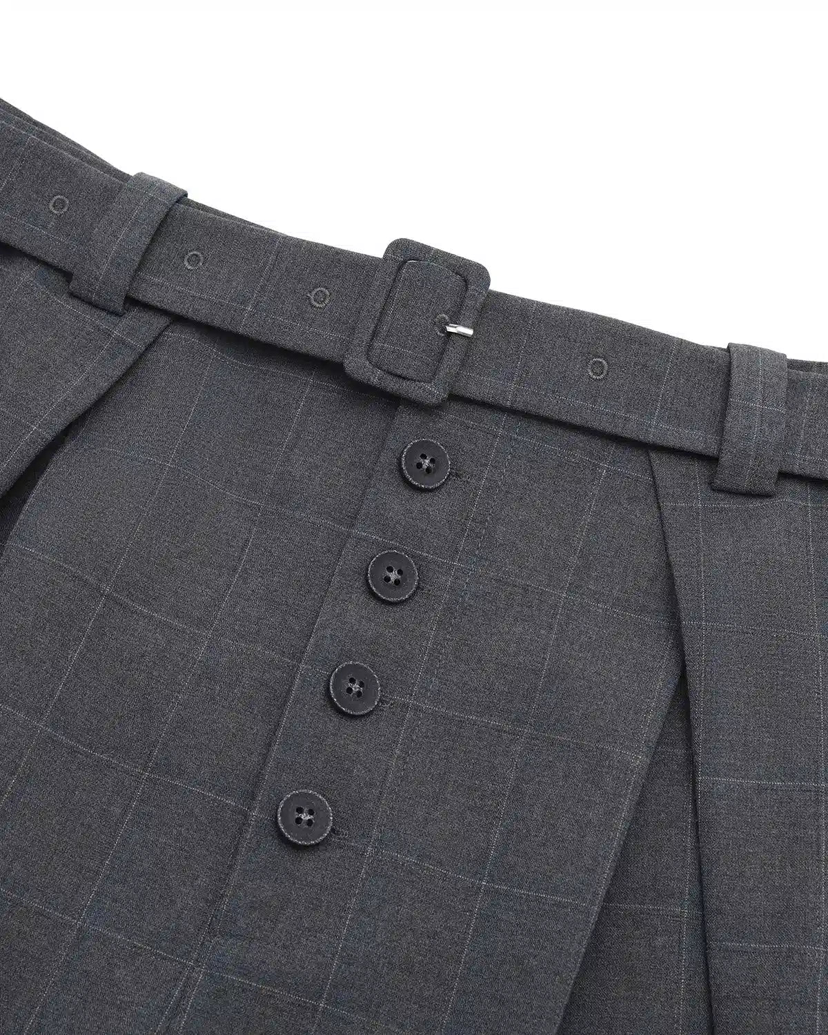 ZHABUXIAO Striped Ankle-Length Straight Belted Dress Pants Gray