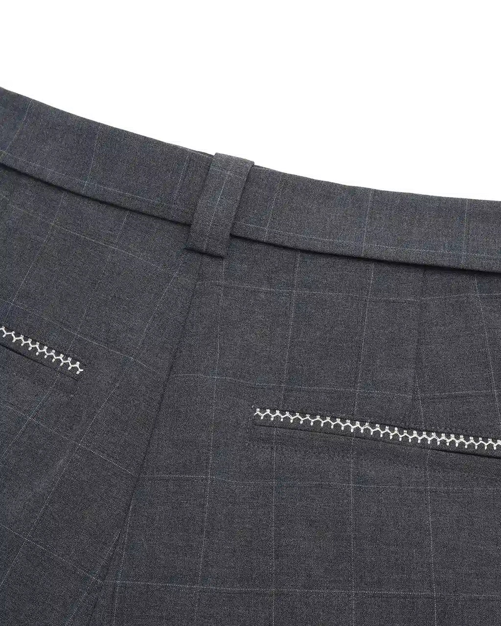 ZHABUXIAO Striped Ankle-Length Straight Belted Dress Pants Gray
