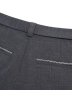 ZHABUXIAO Striped Ankle-Length Straight Belted Dress Pants Gray