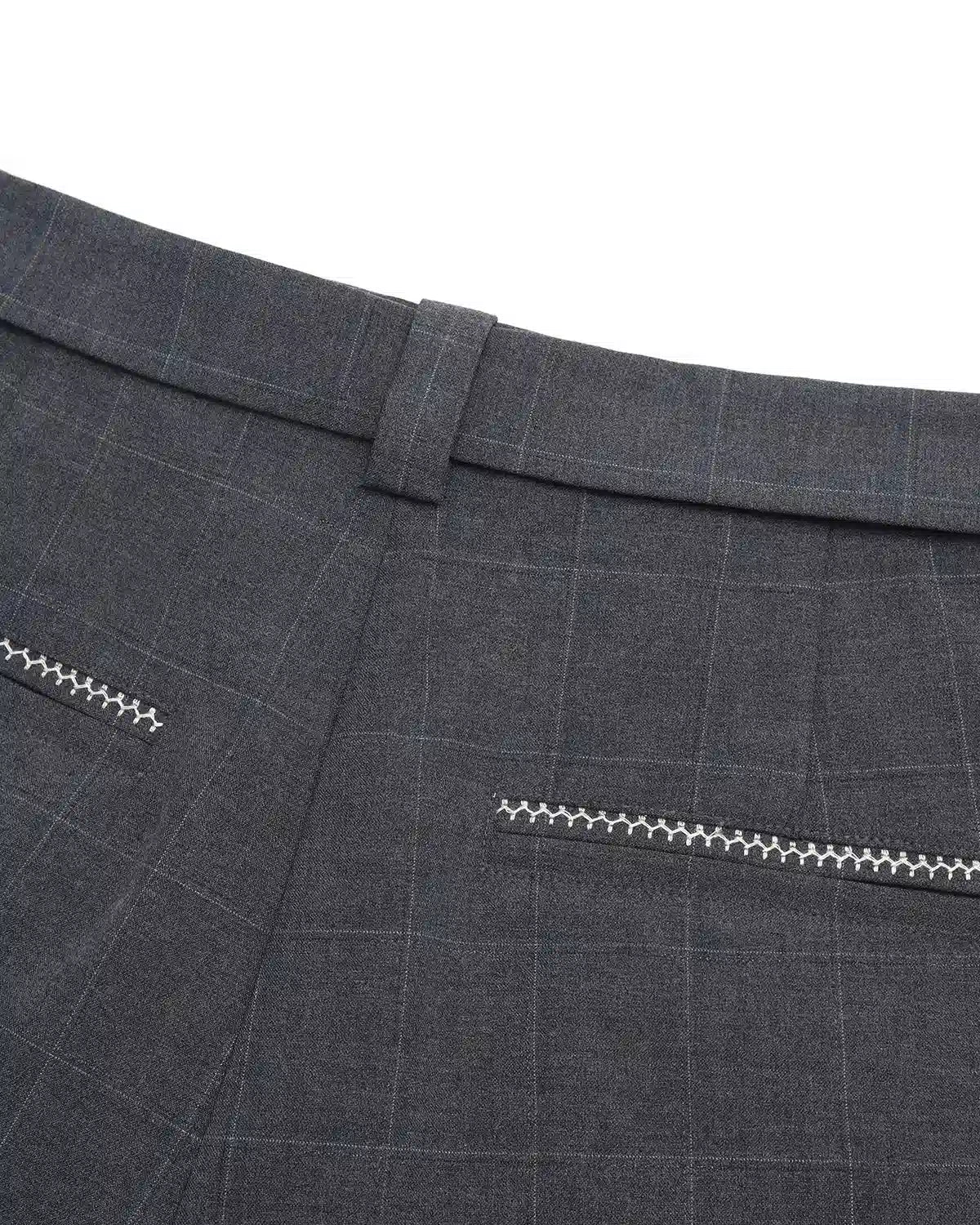 ZHABUXIAO Striped Ankle-Length Straight Belted Dress Pants Gray