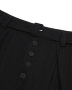 ZHABUXIAO Striped Ankle-Length Straight Belted Dress Pants Black