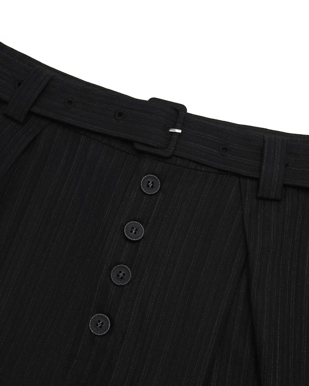 ZHABUXIAO Striped Ankle-Length Straight Belted Dress Pants Black