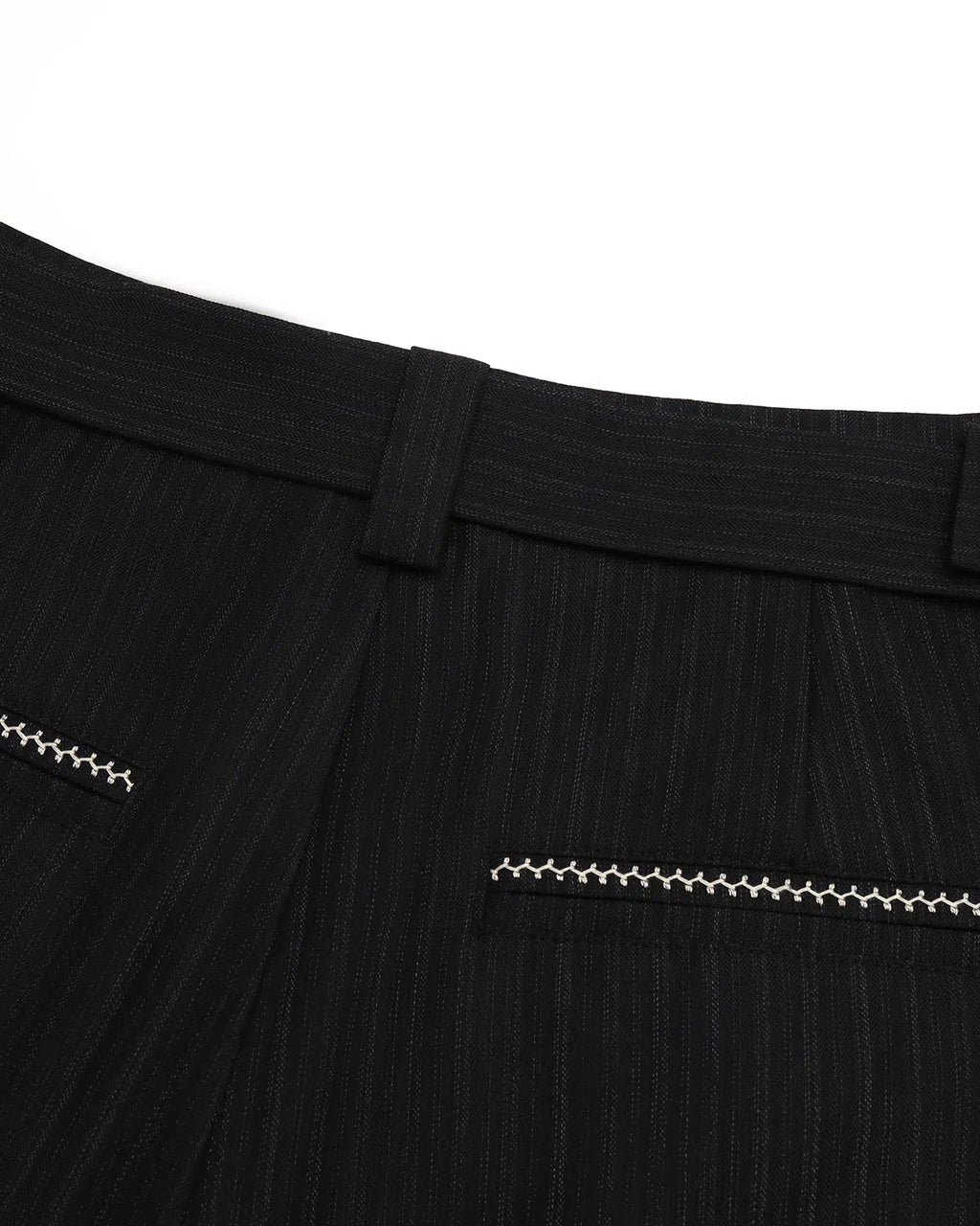 ZHABUXIAO Striped Ankle-Length Straight Belted Dress Pants Black