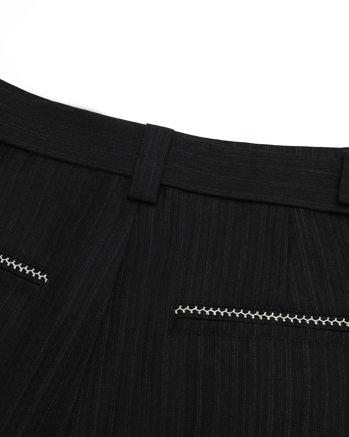 ZHABUXIAO Striped Ankle-Length Straight Belted Dress Pants Black
