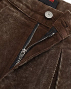 ZHABUXIAO Corduroy Plaid Acid Wash Straight Five-Point Shorts Brown