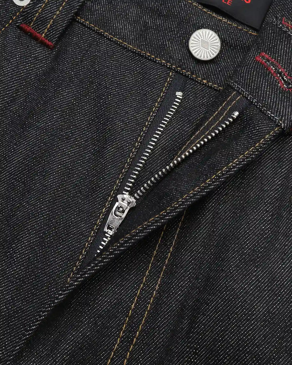 ZHABUXIAO Deconstructed Selvedge Wide Straight Casual Jeans Black