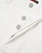 ZHABUXIAO Embroidered Polka Dot Curved Wide Leg Trousers White