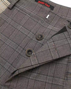ZHABUXIAO Patchwork Plaid Wide Leg High Waist Trousers Dark Gray