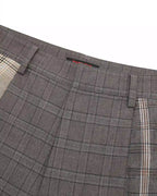 ZHABUXIAO Patchwork Plaid Wide Leg High Waist Trousers Dark Gray