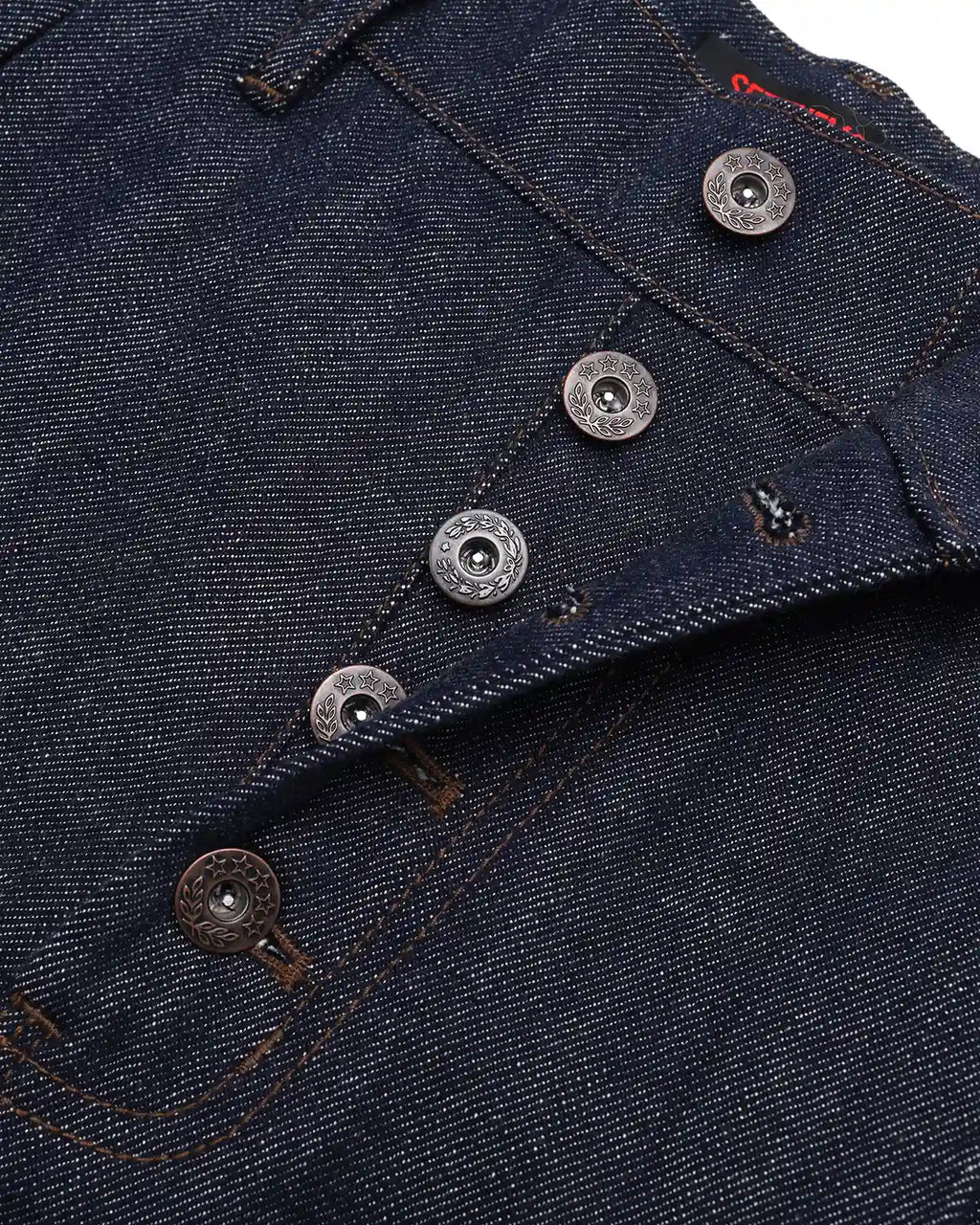 ZHABUXIAO Pleated Wool Blend Straight Leg Raw Denim Jeans YKK Blue