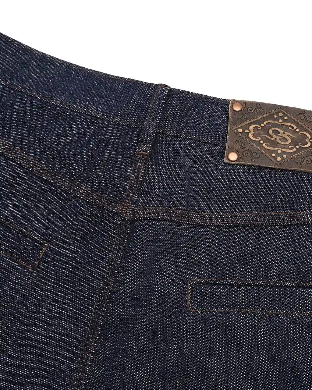 ZHABUXIAO Pleated Wool Blend Straight Leg Raw Denim Jeans YKK Blue