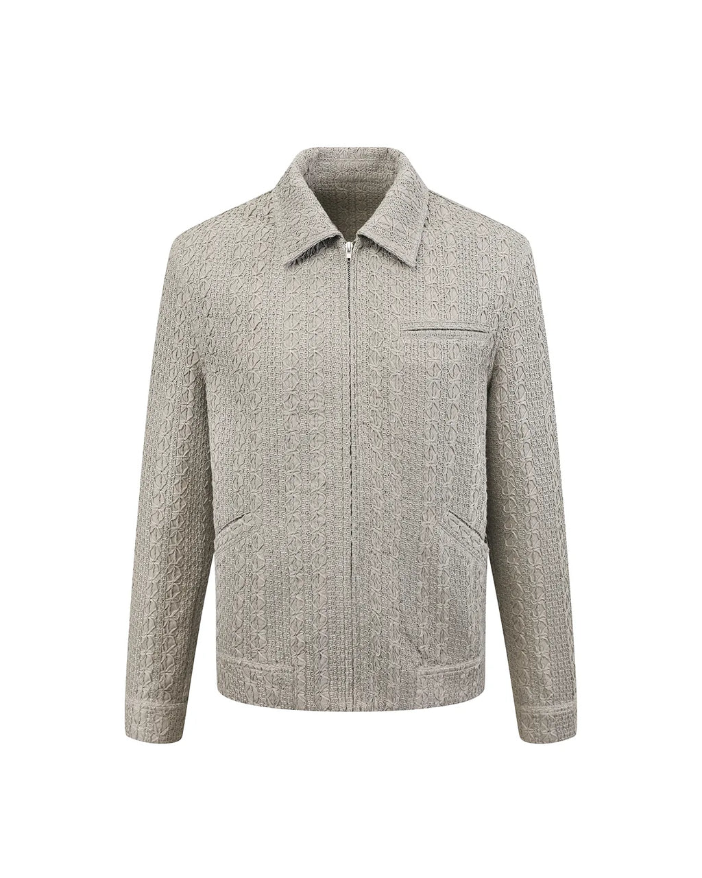 ZHABUXIAO Woven Texture Metal Buckle Adjust Tencel Jacket Sage Green