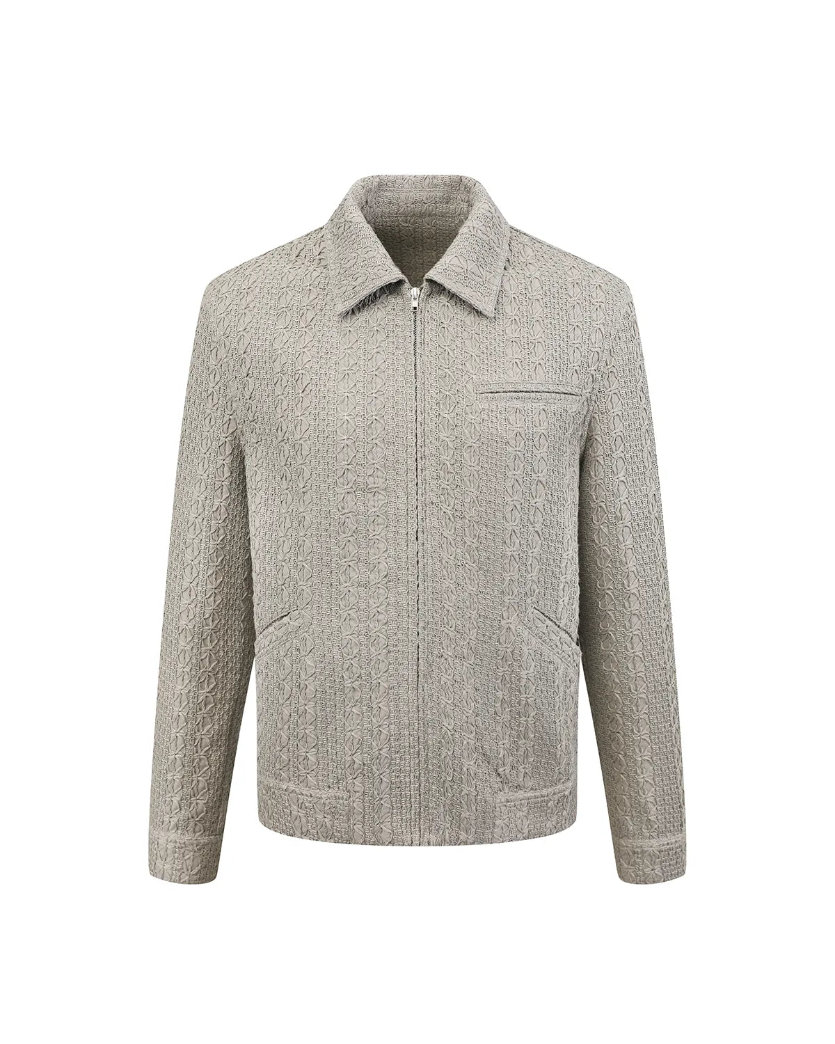 ZHABUXIAO Woven Texture Metal Buckle Adjust Tencel Jacket Sage Green