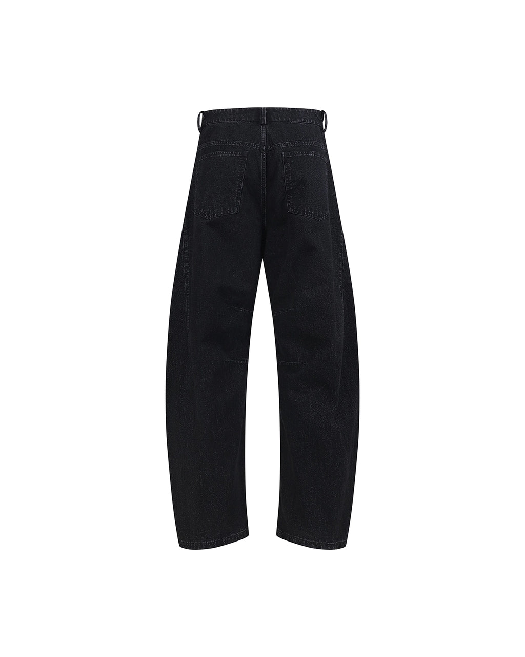 ZHABUXIAO Textured Denim Diamond Button Curved Wide Jeans Black