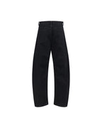 ZHABUXIAO Textured Denim Diamond Button Curved Wide Jeans Black