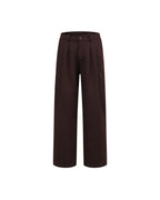 ZHABUXIAO Fine Striped Soft Smooth Straight Leg Trousers Burgundy