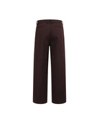 ZHABUXIAO Fine Striped Soft Smooth Straight Leg Trousers Burgundy