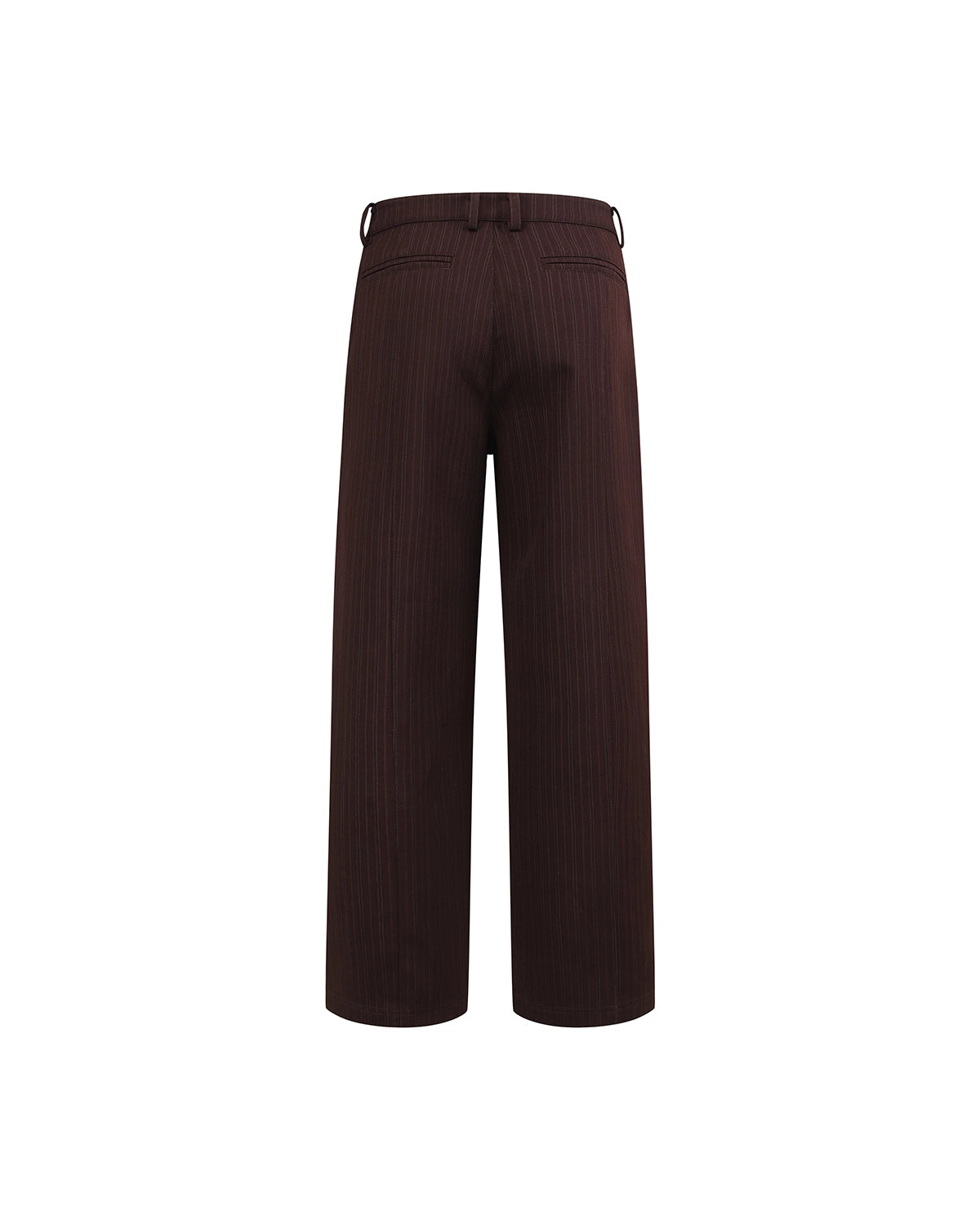 ZHABUXIAO Fine Striped Soft Smooth Straight Leg Trousers Burgundy
