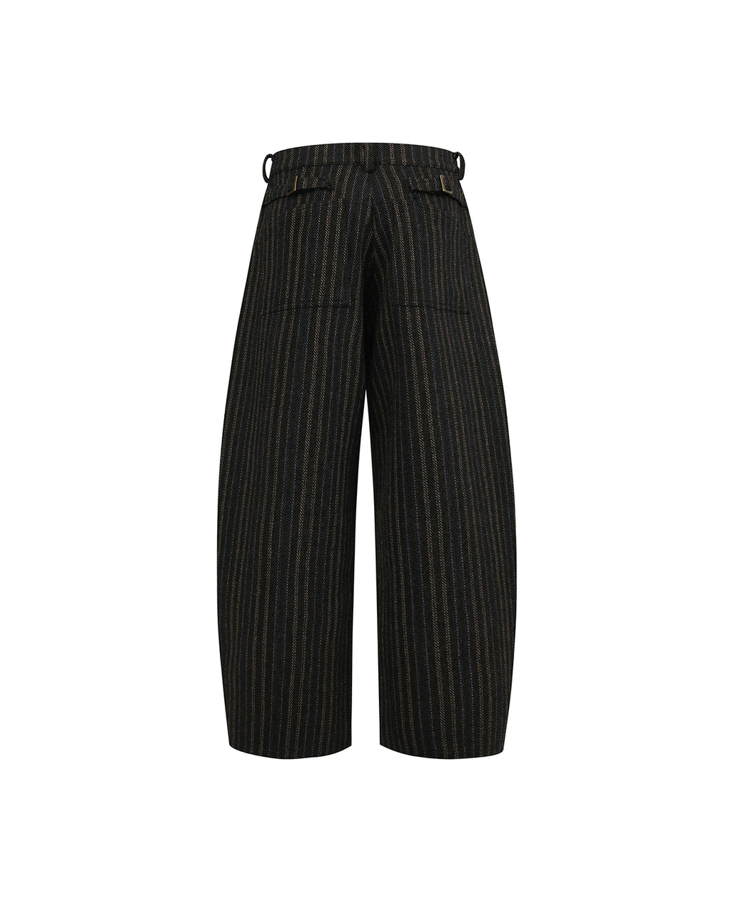 ZHABUXIAO Striped Woolen Satin Lined Curved Wide Trousers Green