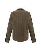 ZHABUXIAO Houndstooth Striped Metal Button Long Sleeve Shirt Green