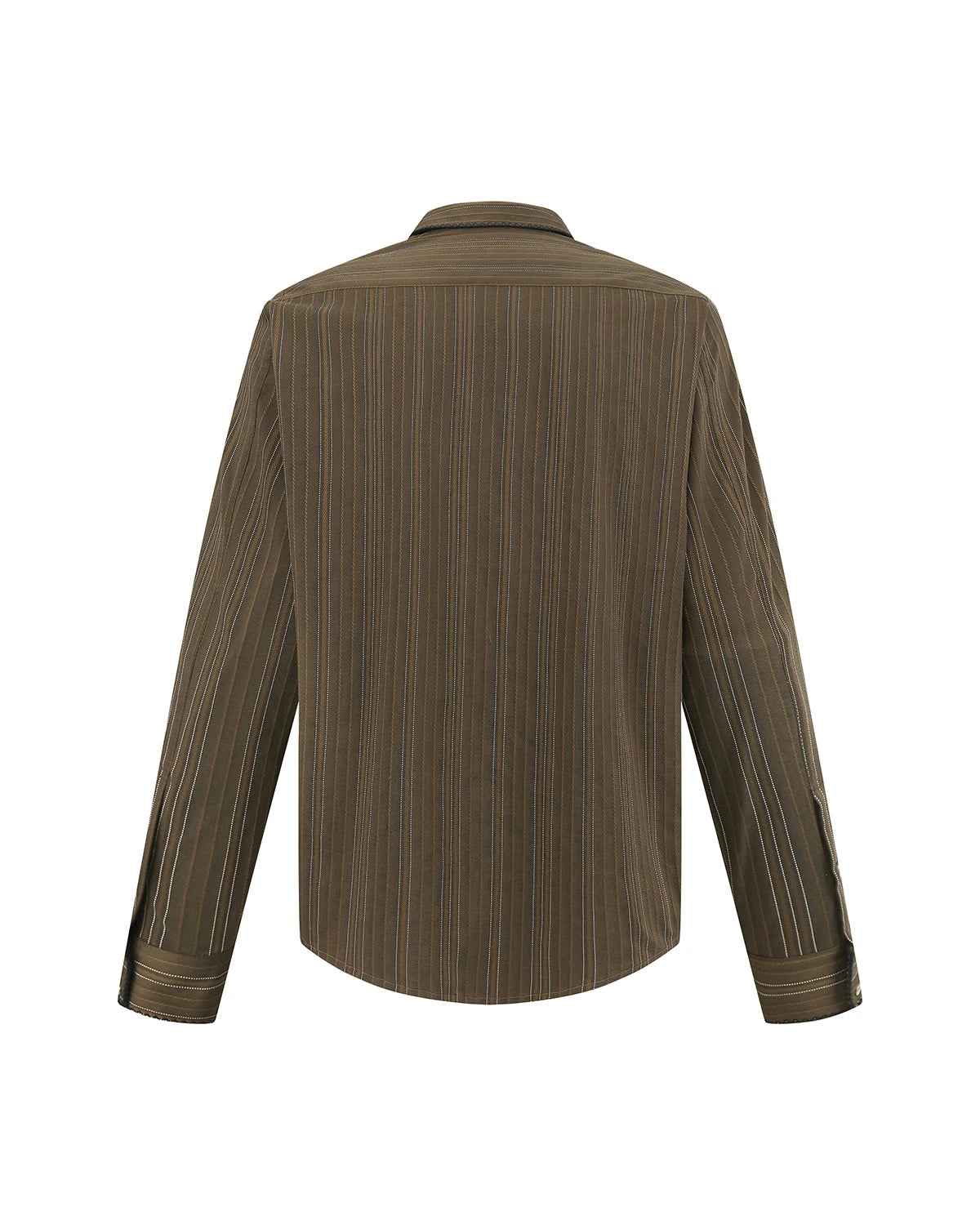 ZHABUXIAO Houndstooth Striped Metal Button Long Sleeve Shirt Green