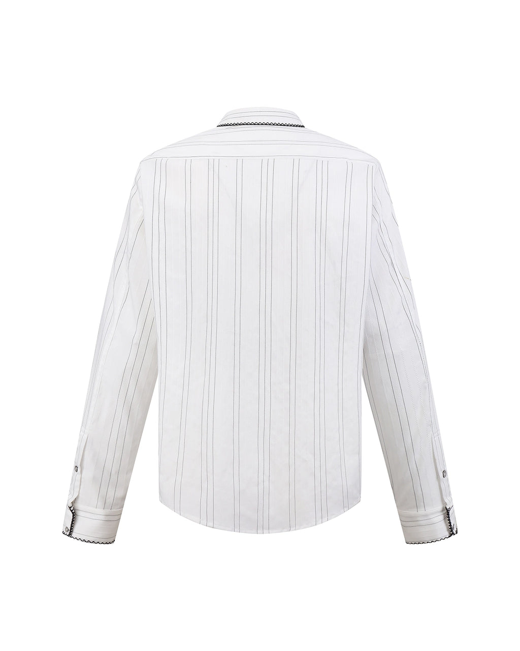 ZHABUXIAO Houndstooth Striped Metal Button Long Sleeve Shirt White