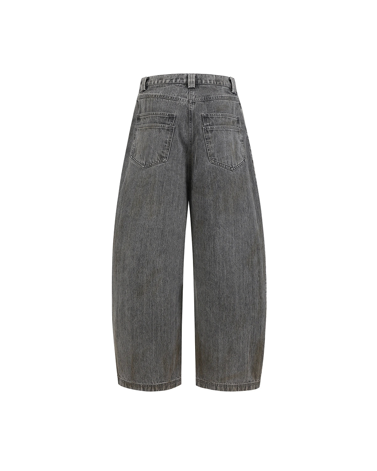 ZHABUXIAO Washed Slub Denim Double Pocket Curved Wide Jeans Gray