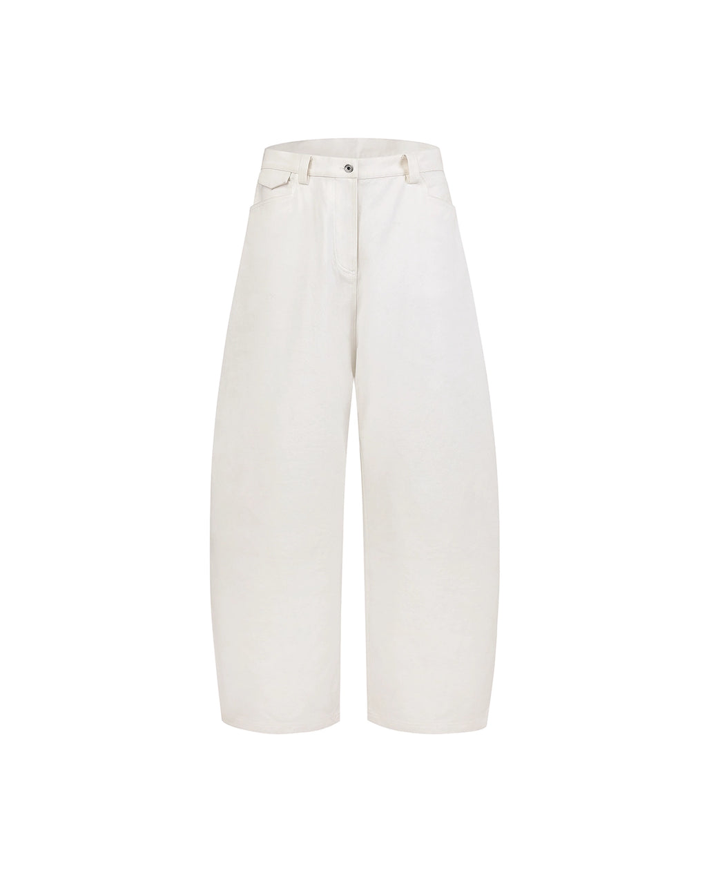 ZHABUXIAO Twill Cotton Double Pocket Cargo Curved Wide Jeans White