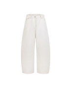 ZHABUXIAO Twill Cotton Double Pocket Cargo Curved Wide Jeans White