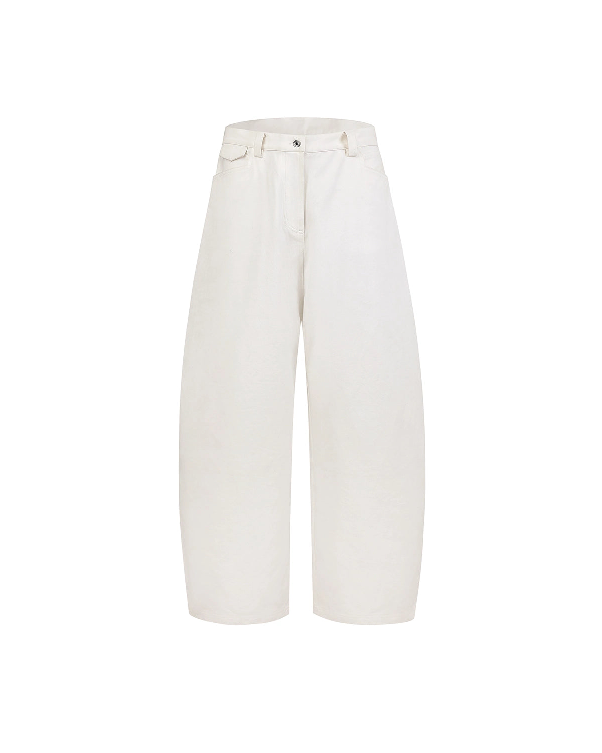ZHABUXIAO Twill Cotton Double Pocket Cargo Curved Wide Jeans White