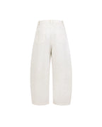 ZHABUXIAO Twill Cotton Double Pocket Cargo Curved Wide Jeans White