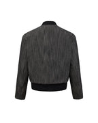 ZHABUXIAO Slub Denim Heavy Studded Baseball Denim Jacket Black