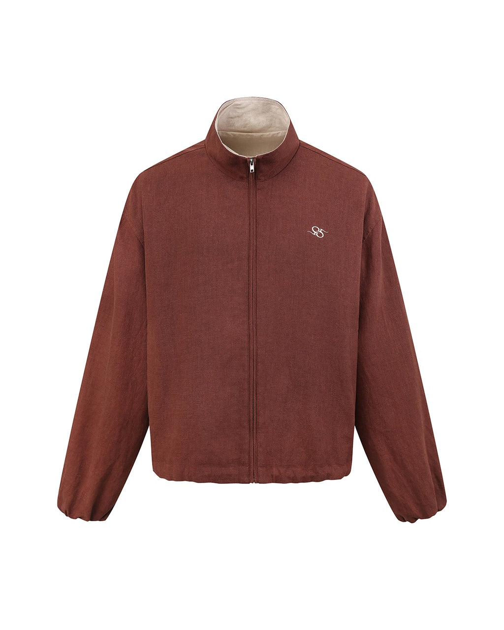 ZHABUXIAO Ramie Tencel Drawstring Adjust Casual Jacket Mahogany