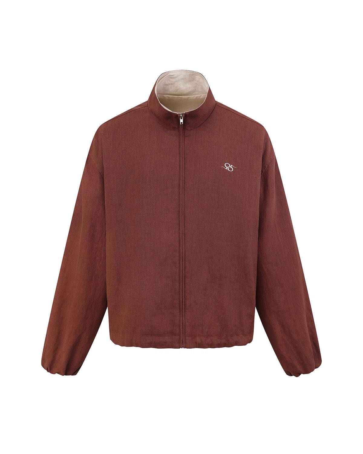 ZHABUXIAO Ramie Tencel Drawstring Adjust Casual Jacket Mahogany