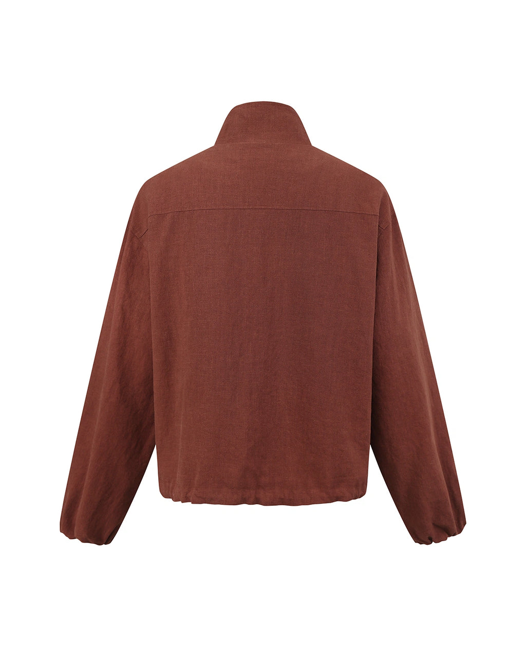 ZHABUXIAO Ramie Tencel Drawstring Adjust Casual Jacket Mahogany