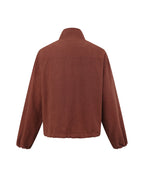 ZHABUXIAO Ramie Tencel Drawstring Adjust Casual Jacket Mahogany