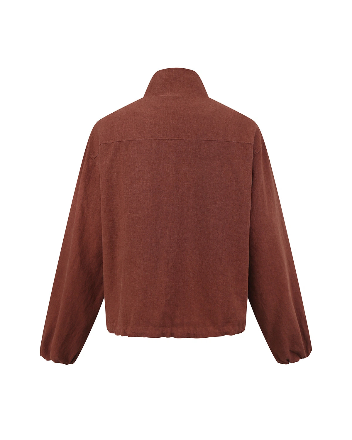 ZHABUXIAO Ramie Tencel Drawstring Adjust Casual Jacket Mahogany