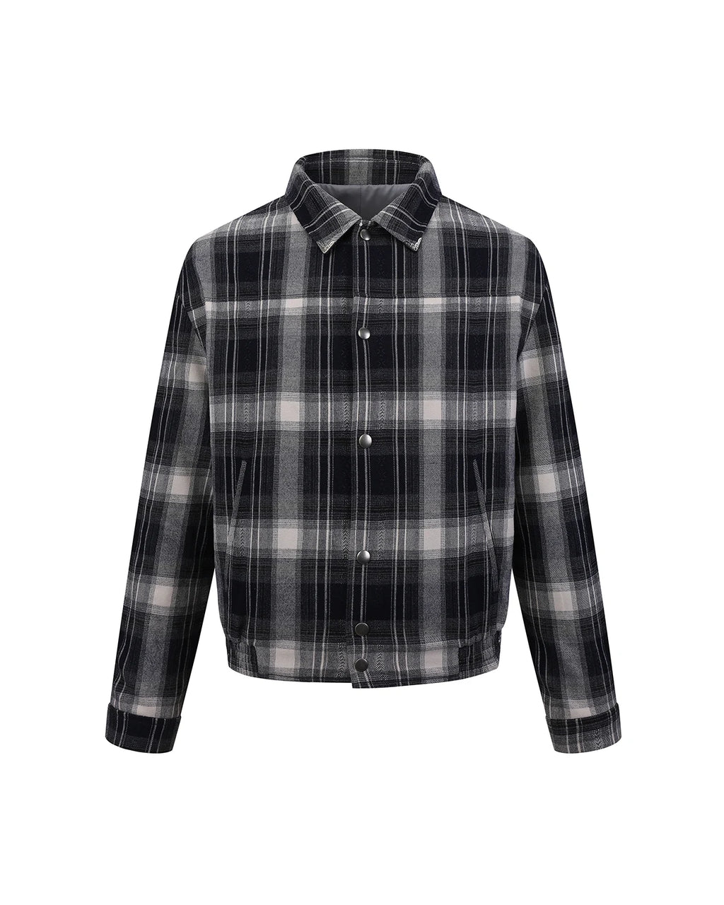 ZHABUXIAO American Retro Brushed Plaid Lapel Shirt Jacket Blue & Brown