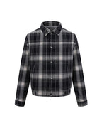 ZHABUXIAO American Retro Brushed Plaid Lapel Shirt Jacket Blue & Brown