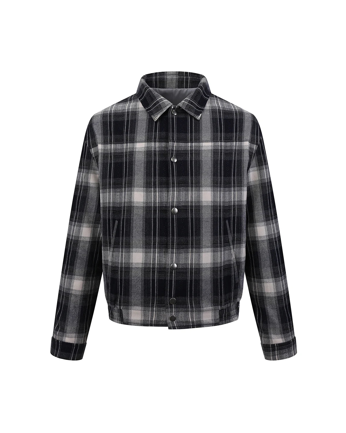 ZHABUXIAO American Retro Brushed Plaid Lapel Shirt Jacket Blue & Brown