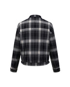 ZHABUXIAO American Retro Brushed Plaid Lapel Shirt Jacket Blue & Brown