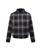 ZHABUXIAO American Retro Brushed Plaid Lapel Shirt Jacket Blue & Brown