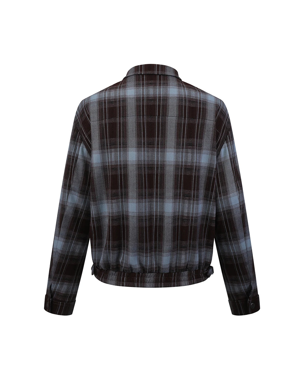 ZHABUXIAO American Retro Brushed Plaid Lapel Shirt Jacket Blue & Brown