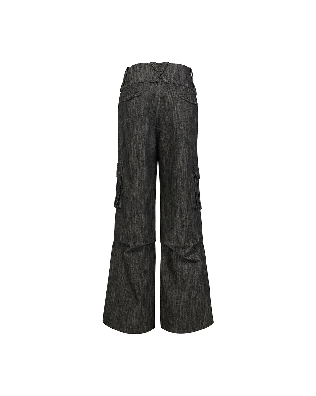 ZHABUXIAO Double Waist Multi Pocket Tough Wide Denim Jeans Black