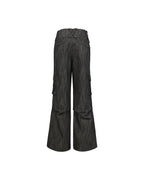 ZHABUXIAO Double Waist Multi Pocket Tough Wide Denim Jeans Black