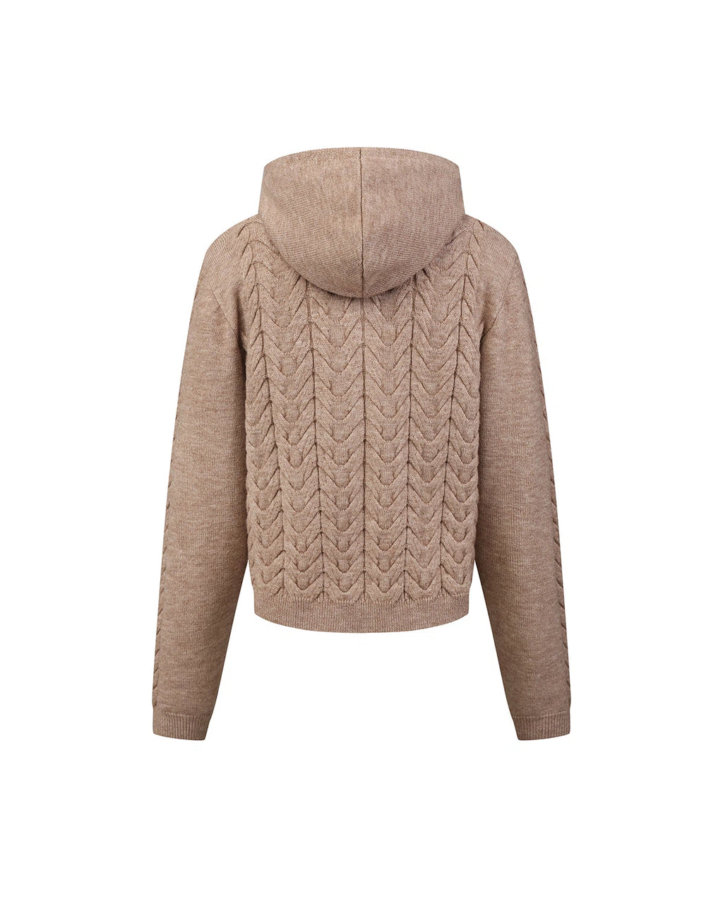 ZHABUXIAO Cable Knit Lambswool Hooded Soft Cardigan Sweater Gray & Khaki